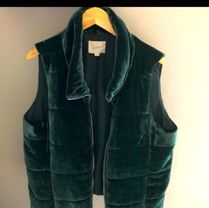 Loft velvet green puffer vest